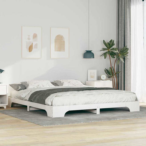 vidaXL Floor Bed Frame White 180 x 210 cm Solid pine wood