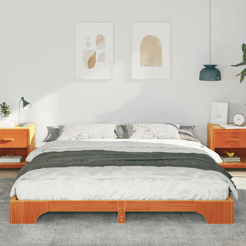 vidaXL Floor Bed Frame Brown 180 x 210 cm Solid pine wood