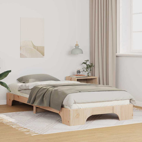 vidaXL Floor Bed Frame with Storage Brown 80 x 220 cm Solid pine wood