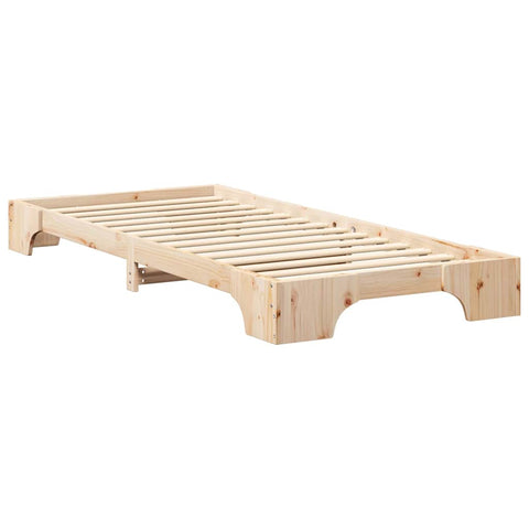 vidaXL Floor Bed Frame with Storage Brown 80 x 220 cm Solid pine wood