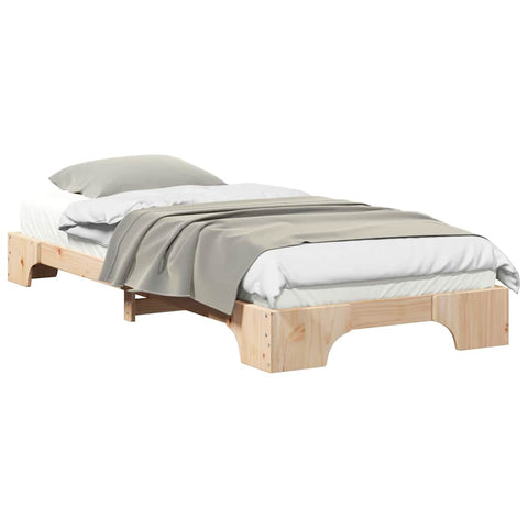vidaXL Floor Bed Frame with Storage Brown 80 x 220 cm Solid pine wood