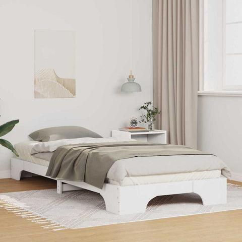 vidaXL Floor Bed Frame with Storage White 80 x 220 cm Wood