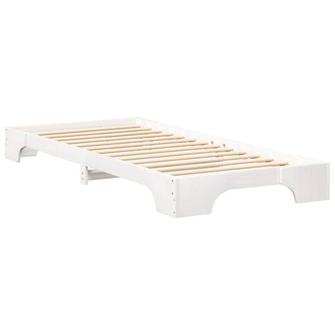 vidaXL Floor Bed Frame with Storage White 80 x 220 cm Wood