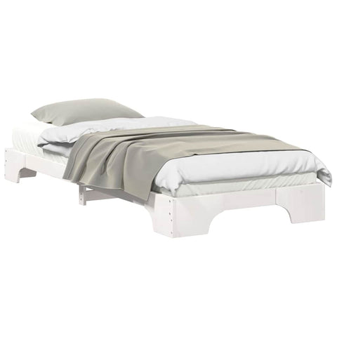 vidaXL Floor Bed Frame with Storage White 80 x 220 cm Wood