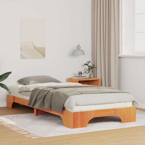 vidaXL Floor Bed Frame with Storage Brown 80 x 220 cm Wood