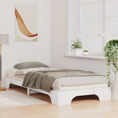 vidaXL Floor Bed Frame with Storage White 90 x 220 cm Wood