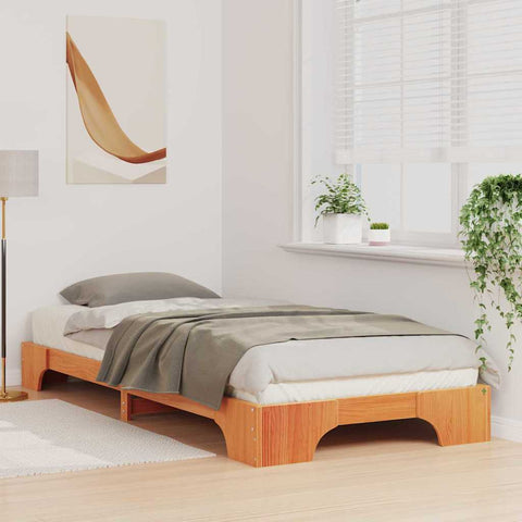 vidaXL Floor Bed Frame with Storage Brown 100 x 220 cm Wood