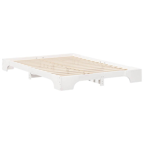 vidaXL Floor Bed Frame with Storage White 140 x 220 cm Solid pine wood