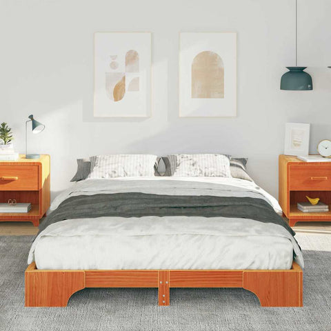 vidaXL Floor Bed Frame with Storage Brown 140 x 220 cm Solid pine wood