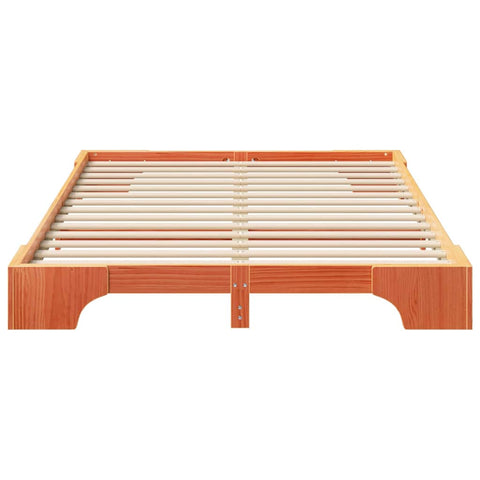 vidaXL Floor Bed Frame with Storage Brown 140 x 220 cm Solid pine wood