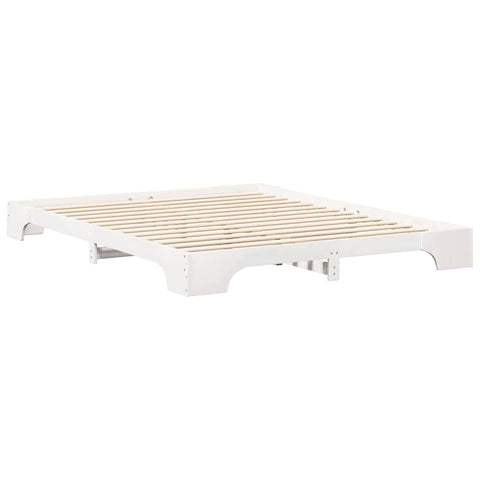 vidaXL Floor Bed Frame with Storage White 160 x 220 cm Solid pine wood
