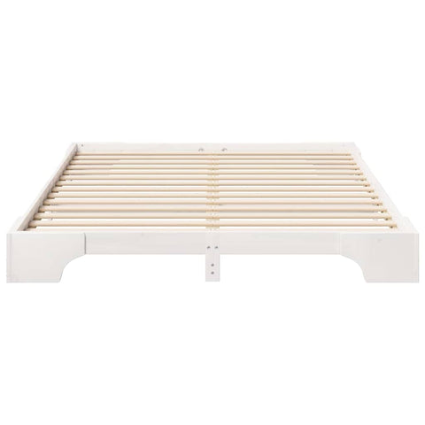 vidaXL Floor Bed Frame with Storage White 160 x 220 cm Solid pine wood