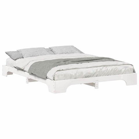 vidaXL Floor Bed Frame with Storage White 160 x 220 cm Solid pine wood