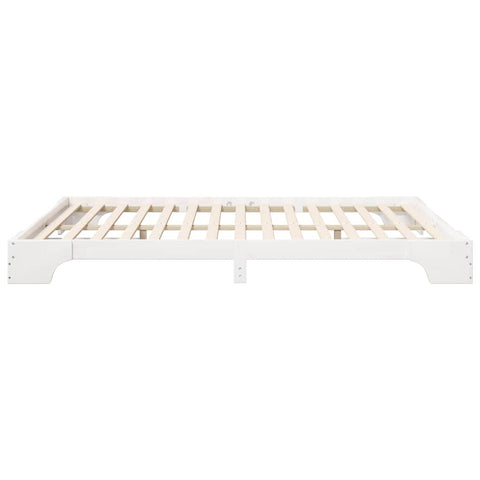 vidaXL Floor Bed Frame with Storage White 160 x 220 cm Solid pine wood