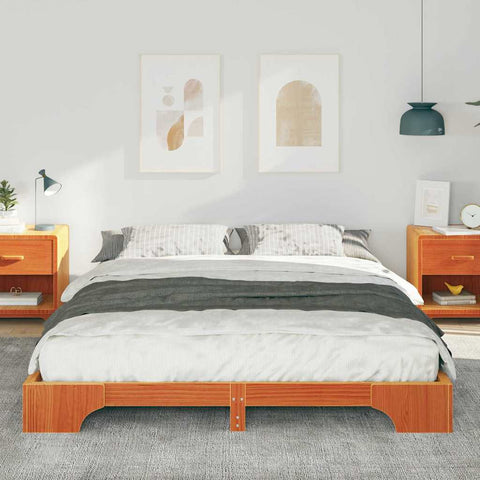 vidaXL Floor Bed Frame with Storage Brown 160 x 220 cm Solid pine wood
