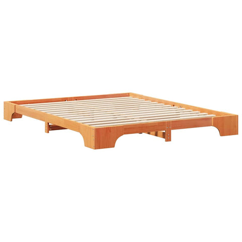 vidaXL Floor Bed Frame with Storage Brown 160 x 220 cm Solid pine wood