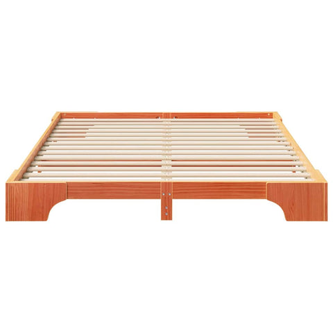 vidaXL Floor Bed Frame with Storage Brown 160 x 220 cm Solid pine wood