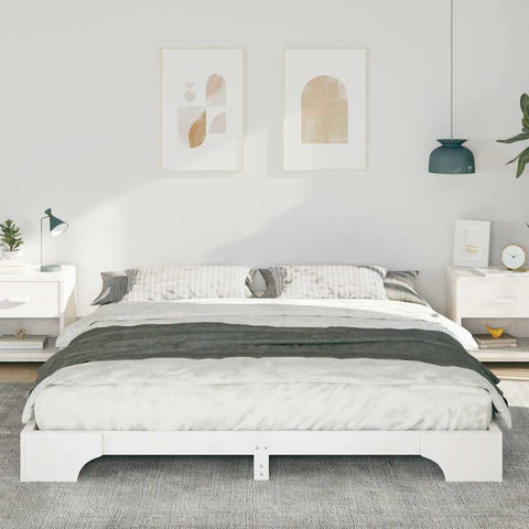 vidaXL Floor Bed Frame with Storage White 180 x 220 cm Solid pine wood