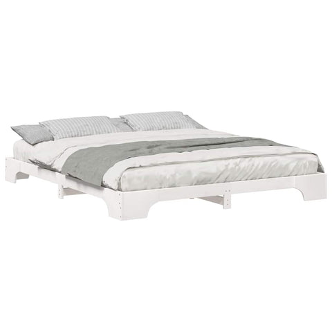 vidaXL Floor Bed Frame with Storage White 180 x 220 cm Solid pine wood