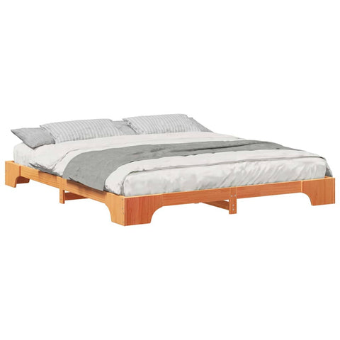vidaXL Floor Bed Frame with Storage Brown 180 x 220 cm Solid pine wood