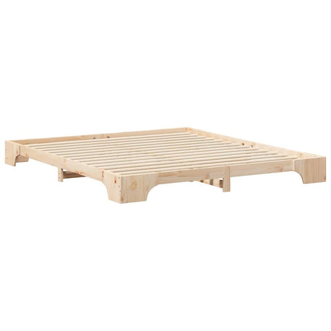 vidaXL Floor Bed Frame with Storage Brown 200 x 220 cm Solid pine wood