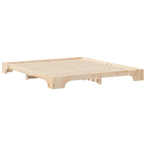 vidaXL Floor Bed Frame with Storage Brown 200 x 220 cm Solid pine wood