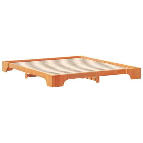 vidaXL Floor Bed Frame with Storage Brown 200 x 220 cm Solid pine wood