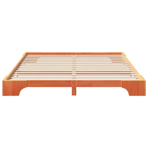 vidaXL Floor Bed Frame with Storage Brown 200 x 220 cm Solid pine wood