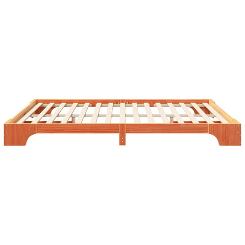vidaXL Floor Bed Frame with Storage Brown 200 x 220 cm Solid pine wood