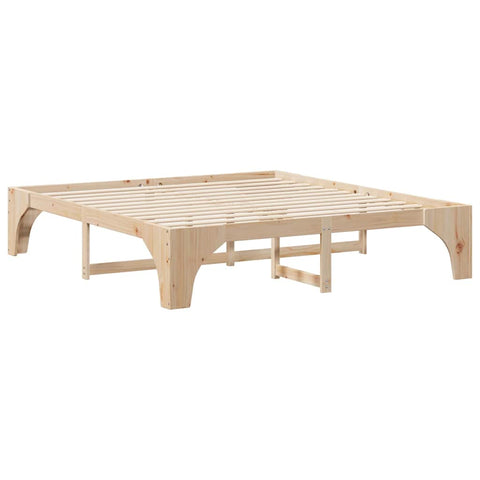 vidaXL Floor Bed Frame with Storage Brown 200 x 200 cm Solid pine wood