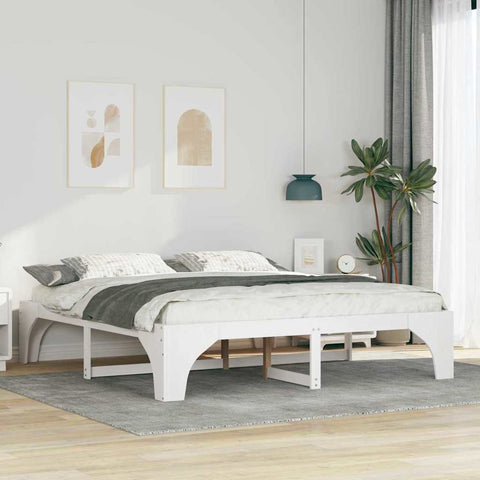 vidaXL Floor Bed Frame with Storage White 180 x 200 cm Solid pine wood
