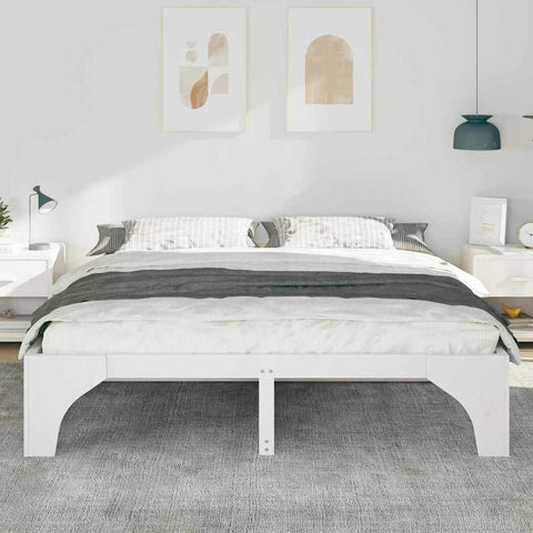vidaXL Floor Bed Frame with Storage White 180 x 200 cm Solid pine wood