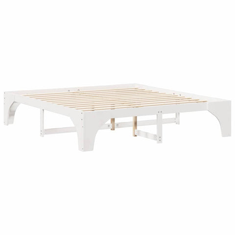 vidaXL Floor Bed Frame with Storage White 180 x 200 cm Solid pine wood