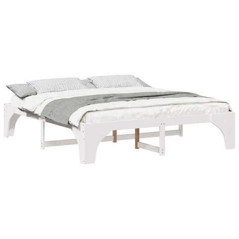 vidaXL Floor Bed Frame with Storage White 180 x 200 cm Solid pine wood