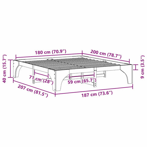 vidaXL Floor Bed Frame with Storage White 180 x 200 cm Solid pine wood