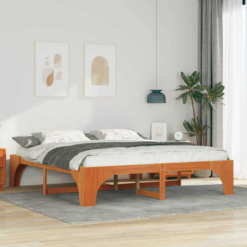 vidaXL Floor Bed Frame with Storage Brown 180 x 200 cm Solid pine wood