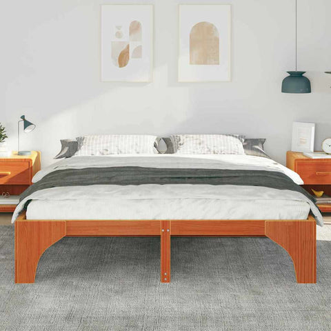 vidaXL Floor Bed Frame with Storage Brown 180 x 200 cm Solid pine wood