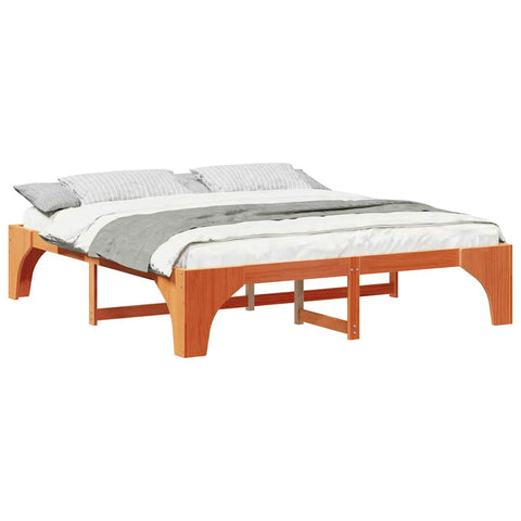vidaXL Floor Bed Frame with Storage Brown 180 x 200 cm Solid pine wood