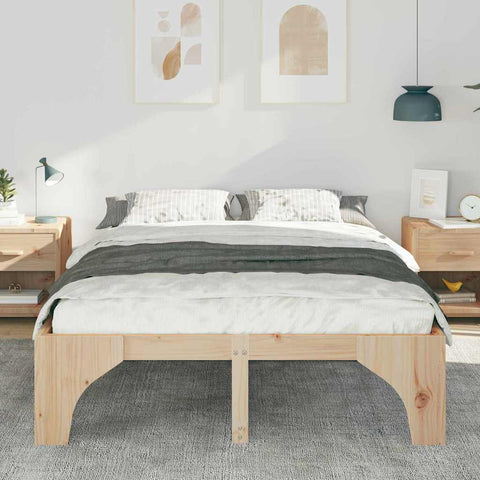 vidaXL Floor Bed Frame with Storage Brown 150 x 200 cm Solid pine wood