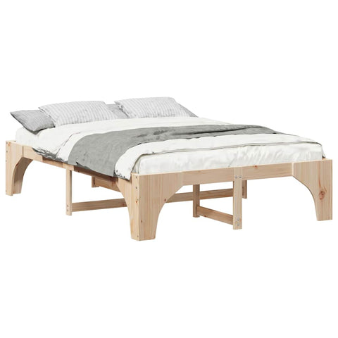 vidaXL Floor Bed Frame with Storage Brown 150 x 200 cm Solid pine wood