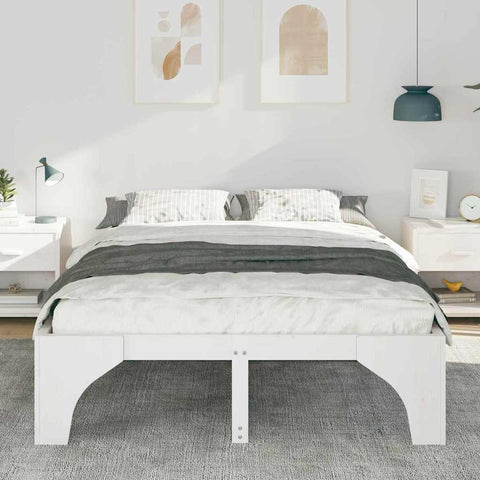 vidaXL Floor Bed Frame with Storage White 150 x 200 cm Solid pine wood