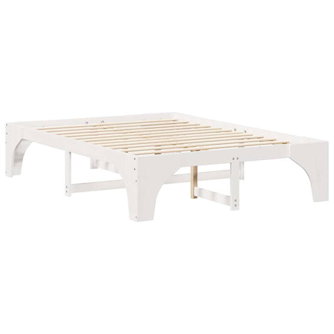 vidaXL Floor Bed Frame with Storage White 150 x 200 cm Solid pine wood