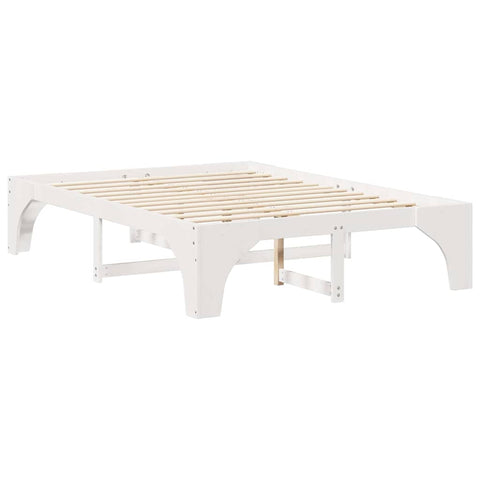 vidaXL Floor Bed Frame with Storage White 150 x 200 cm Solid pine wood