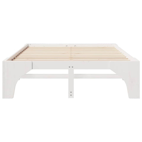 vidaXL Floor Bed Frame with Storage White 150 x 200 cm Solid pine wood