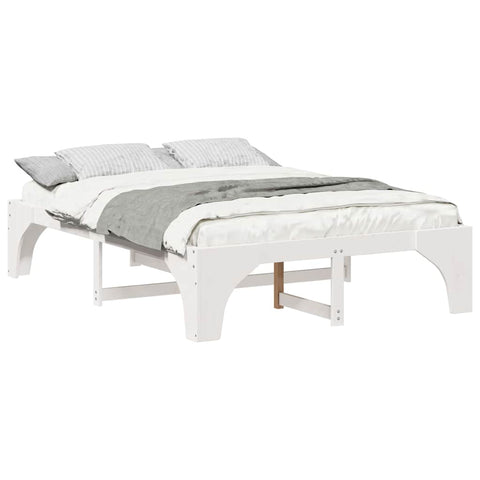 vidaXL Floor Bed Frame with Storage White 150 x 200 cm Solid pine wood