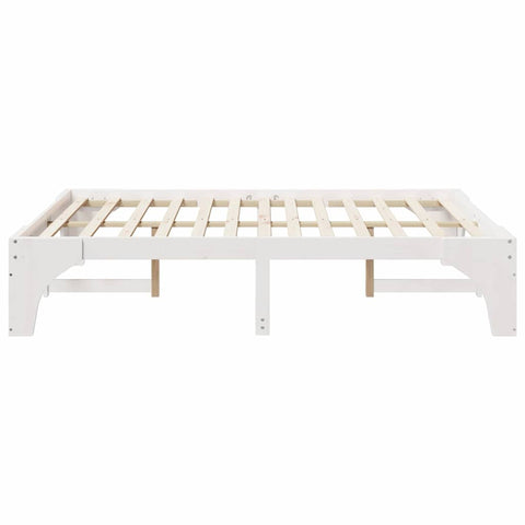 vidaXL Floor Bed Frame with Storage White 150 x 200 cm Solid pine wood