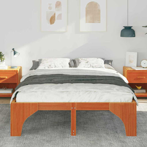 vidaXL Floor Bed Frame with Storage Brown 140 x 200 cm Solid pine wood