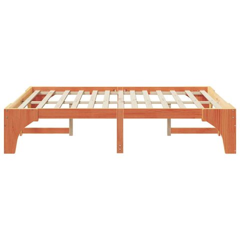 vidaXL Floor Bed Frame with Storage Brown 140 x 200 cm Solid pine wood