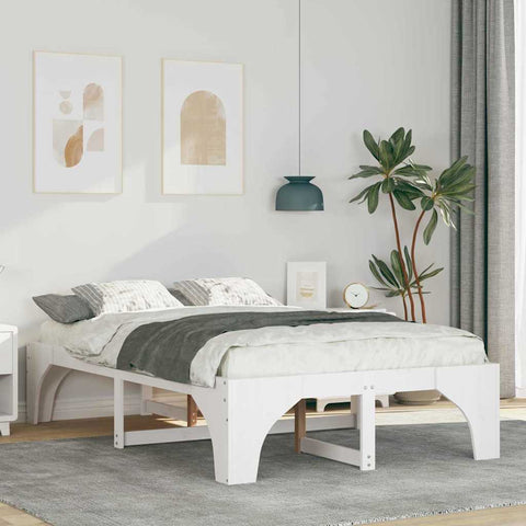 vidaXL Floor Bed Frame White 140 x 190 cm Solid pine wood