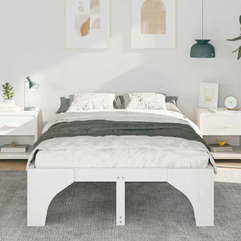 vidaXL Floor Bed Frame White 140 x 190 cm Solid pine wood